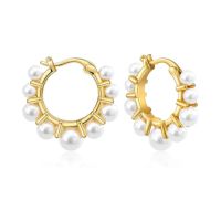 FAMARINE Gold Pearl Hoop Earrings